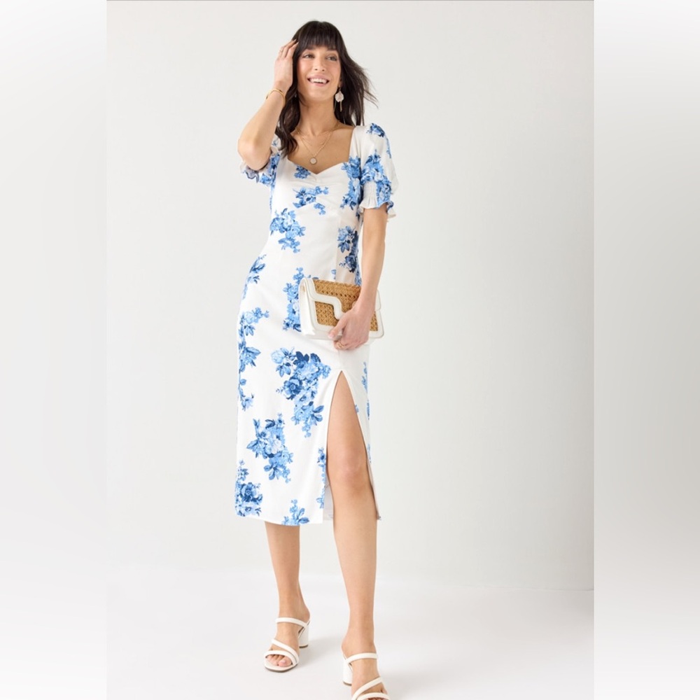 Meghan Floral Slit Midi Dress